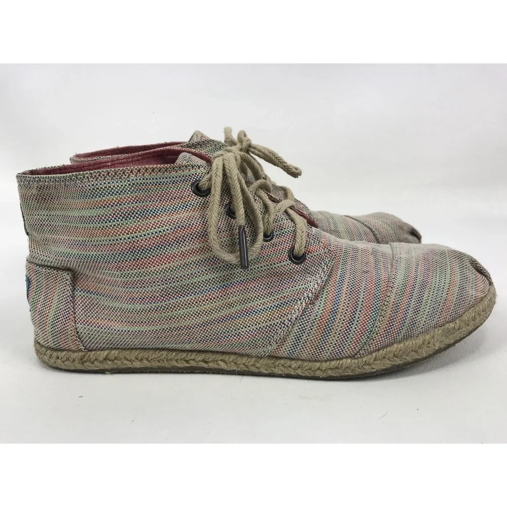 Toms Booties Canvas‎ Hightops Womens Sz 9.5 Espadrille Shoes Multicolor